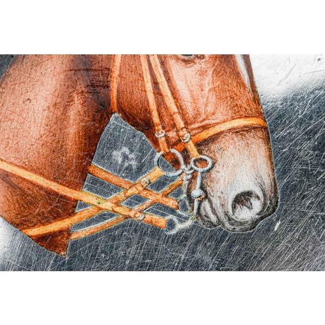 Silver Majestic Hand Painted Antique 900 Sterling Silver Horse Equestrian Enamel Cigarette Case Tobacciana For Sale - Image 8 of 16