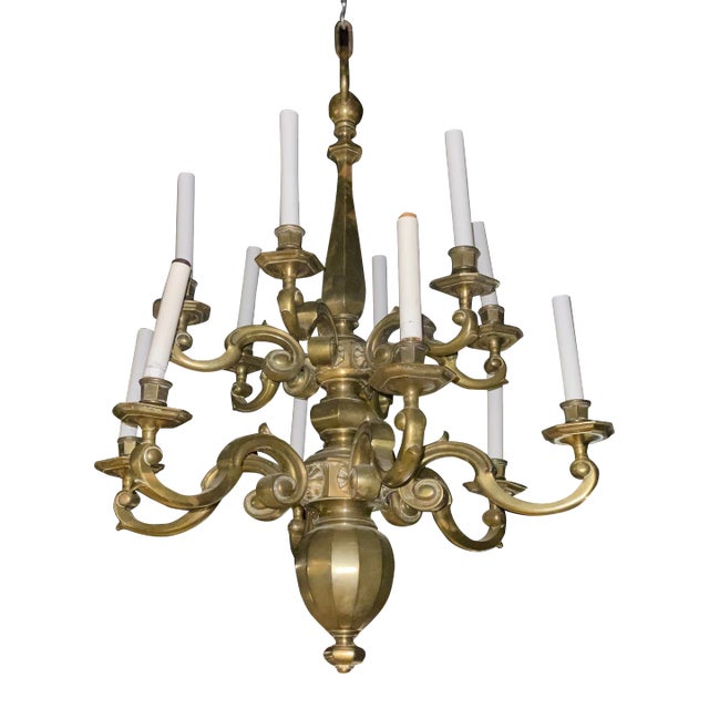 1920s Dutch Bronze Chandelier For Sale