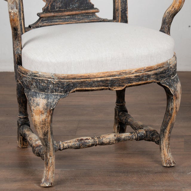 Pair, 19th Century Swedish Black Rococo Armchairs For Sale - Image 13 of 17