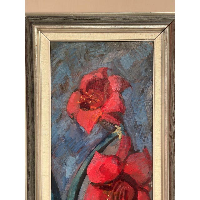 Bertil Wahlberg, Red Flowers, 1950s, Oil on Canvas, Framed For Sale - Image 12 of 18