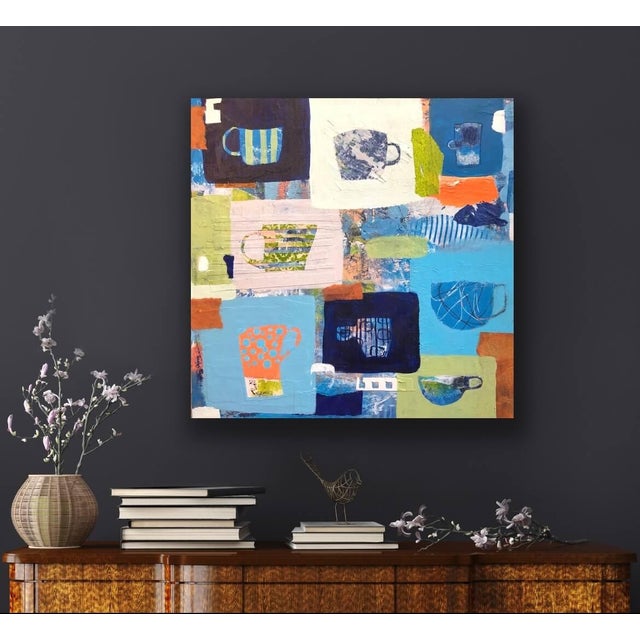 Cerulean Flea Market Mugs Contemporary Abstract Painting by Tracy Allegro For Sale - Image 8 of 8