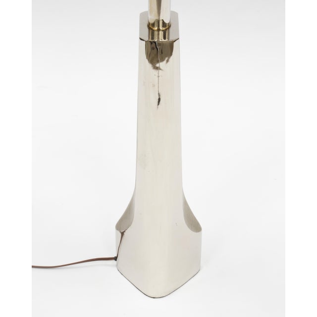Silver Pair of Vintage Modernist Metal Table Lamps by Laurel Lamp Co. For Sale - Image 8 of 9