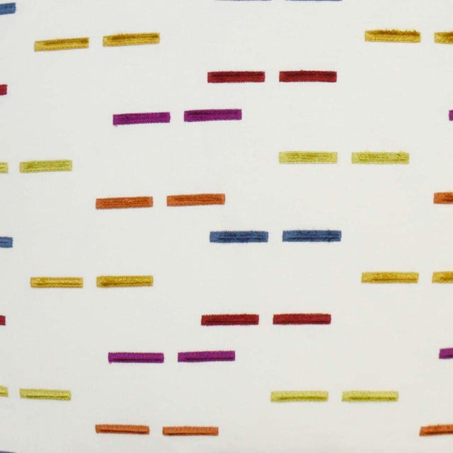 Brightly Colored Embroidered Pillows on White Canvas - a Pair For Sale In Sacramento - Image 6 of 6