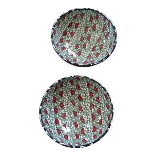 Gorgeous Pair of Marked Nakkas Ceramics From Turkey Serving Bowls For Sale