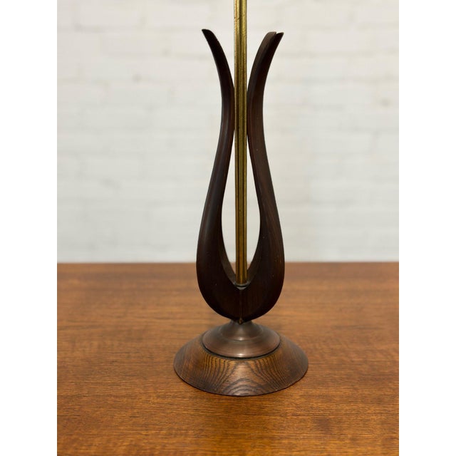 Wood Mid Century Modern Lamp With Goatskin Shade For Sale - Image 7 of 10
