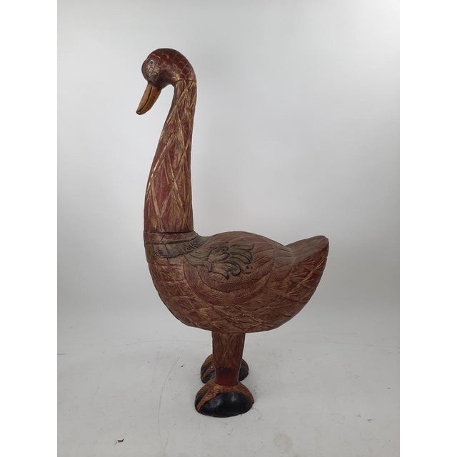 Large Wood Carved Bird with Colour Details, 1920s For Sale - Image 4 of 10