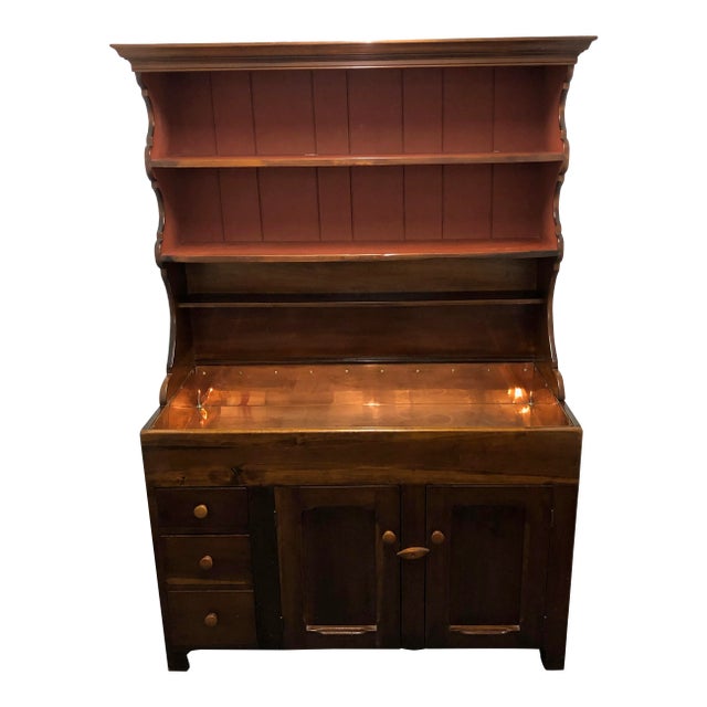 Vintage Dry Sink/Hutch Cabinet With Copper Lining For Sale