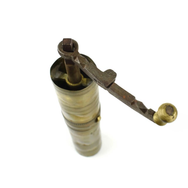 Rustic Early 20th Century Brass Ottoman Turkish Spice Coffee Grinder Mill For Sale - Image 3 of 11
