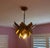 Vintage 1970's Italian Gilt Metal Lotus Flower Pendant/ Chandelier/ Ceiling Fixtures a - Pair For Sale In Miami - Image 6 of 8