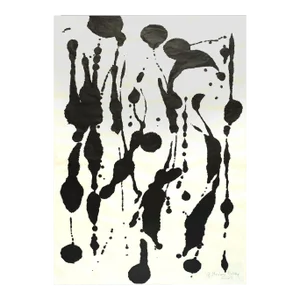Contemporary Abstract Sumi Ink on Thin Kozo Painting "The Secret Life of Plants" by Gudrun Mertes-Frady