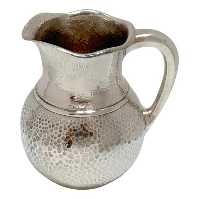 Bieglow & Kennard Hand Hammered Sterling Water Pitcher, in the Japanese Taste For Sale