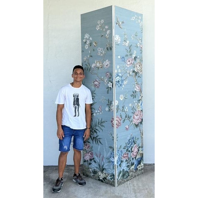 Late 20th Century Vintage Regency Wallpaper Panel Room Divider For Sale - Image 5 of 12