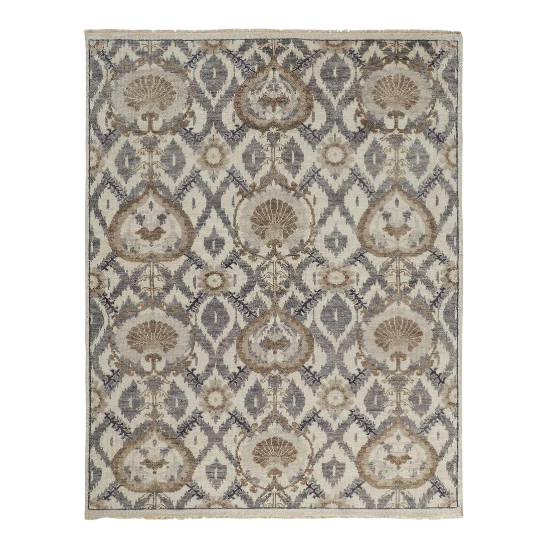 Beall Luxury Wool Rug, Ornamenatal Ikat, Beige, 2ft x 3ft Accent Rug