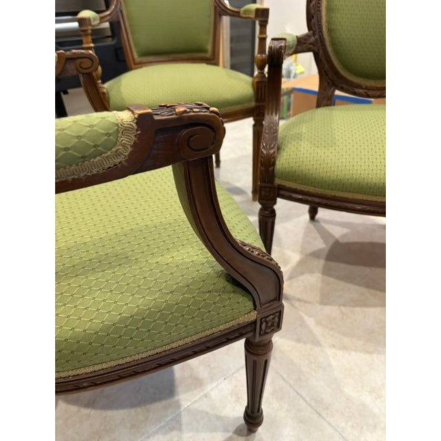 Mid 20th Century Three Carved Frame Upholstered Dining Arm Chairs For Sale In San Francisco - Image 6 of 18