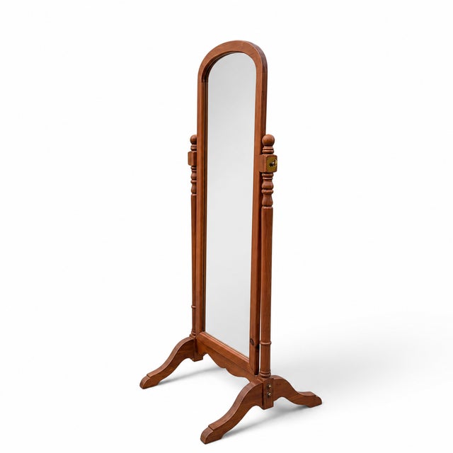 Wood Vintage Cheval Floor Mirror With Adjustable Wood Frame For Sale - Image 7 of 14