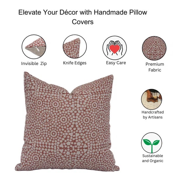 Textile Fabdivine Throw Pillow Cover 18x18 Inch Handmade Block Print Cushion- Chunributi For Sale - Image 7 of 8