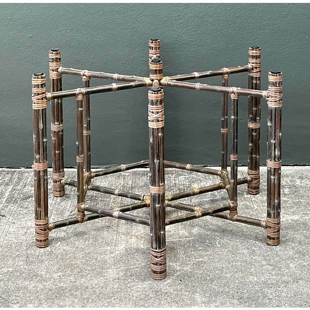 Vintage Bundled Rattan Dining Table Pedestal After McGuire For Sale - Image 10 of 12