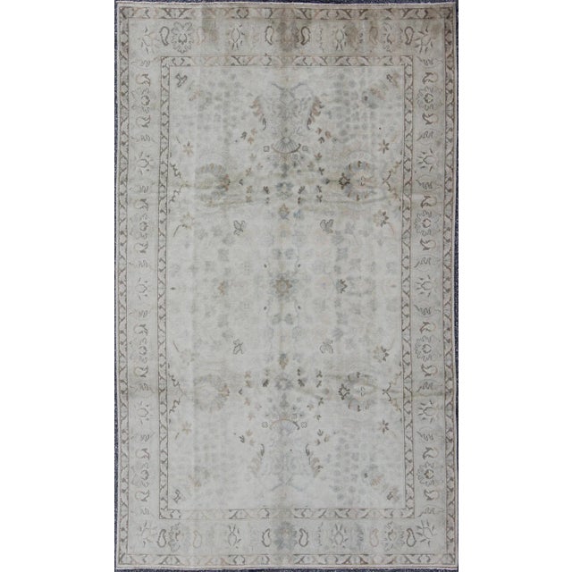 Neutral Vintage Turkish Oushak Rug With Floral Design and Medallions For Sale - Image 9 of 9