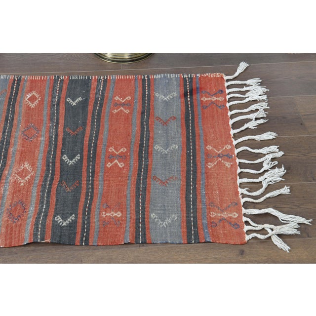 1970s 1970s Turkish Oushak Handmade Wool Cotton Red Runner Rug For Sale - Image 5 of 11