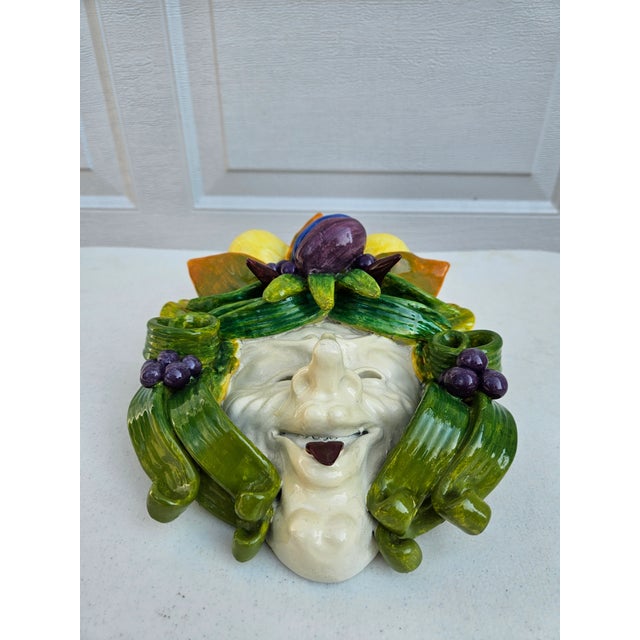 Majolica Toscano Bacchus Handcrafted Majolica Style Mask For Sale - Image 4 of 13