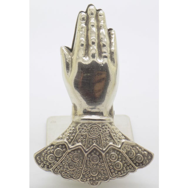 1970s 1970s Vintage Italian Handmade Genuine Silver Figural Hand Desk Memo Clip From Florence For Sale - Image 5 of 14