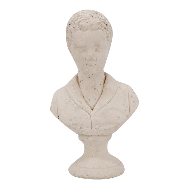 1950s Small Bust of Young Boy, Plaster, French For Sale