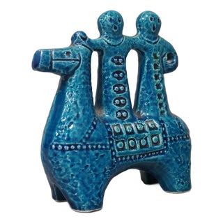Rimini Blu Ceramic Horse Riders Sculpture by Aldo Londi for Bitossi, Italy, 1950s-60s For Sale