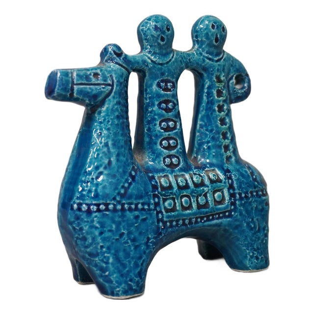 Rimini Blu Ceramic Horse Riders Sculpture by Aldo Londi for Bitossi, Italy, 1950s-60s For Sale