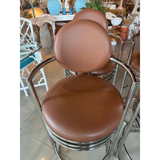 Vintage Set of 4 Dia Design Institute America Chrome Arm Barstools Stools For Sale - Image 10 of 13