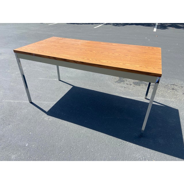 Copper Attributed Steelcase Minimalist Vintage Mid Century Modern Metal Retro Tanker Utility Table For Sale - Image 8 of 12