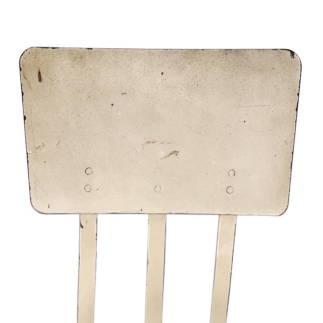 Off-white Antique 1920s Industrial Adjustable Off-White Enameled Steel Operating Room Medical Metal Stool Chair With Contoured Back For Sale - Image 8 of 10