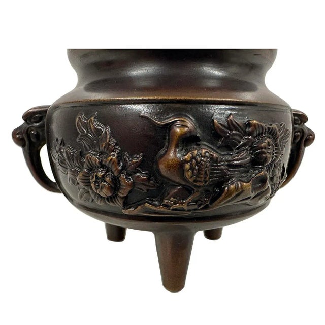 Mid 20th Century 20th Century Vintage Chinese Bronze Incense Burner For Sale - Image 5 of 10