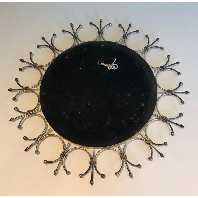 Mid-Century Modern Circa 1970 French Brass and Brushed Steel Sunburst Mirror For Sale - Image 3 of 13