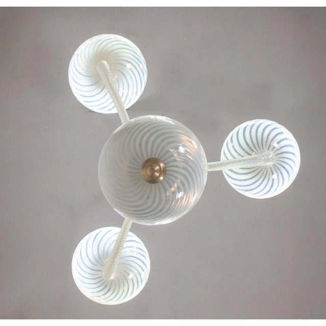 Mid-Century Opaline Filigrana Murano Chandelier For Sale In Chicago - Image 6 of 18