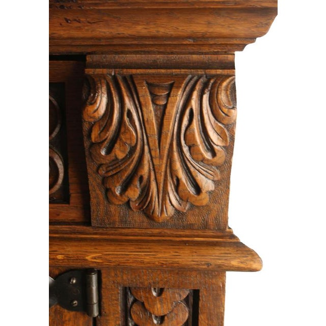 Brown Neo-Renaissance Spanish Large Carved Oak Buffet, 1950 For Sale - Image 8 of 18