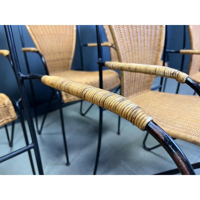 Wood Wicker Chairs by Frederick Weinberg, 1960s, Set of 6 For Sale - Image 7 of 15