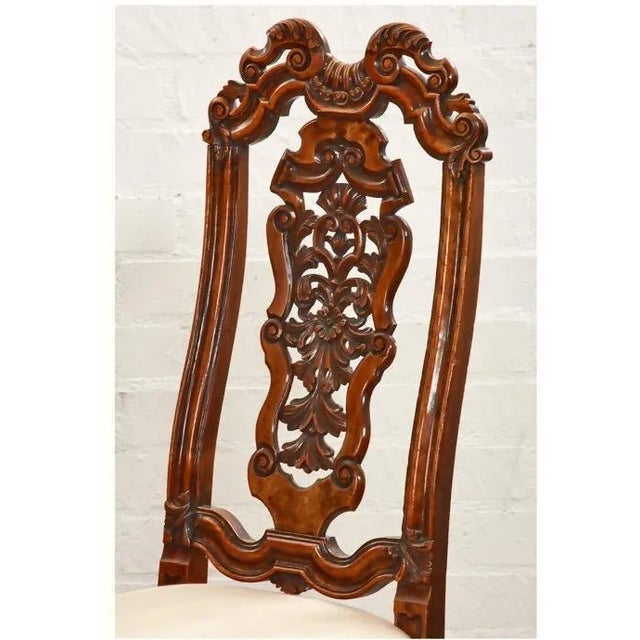 Queen Anne Pair Baroque Carved Walnut Side Chairs For Sale - Image 3 of 5