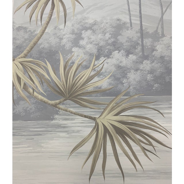 Contemporary Tropical Views , Tropical Scenery, Hand-Painted Panoramic Wallpaper For Sale - Image 3 of 9