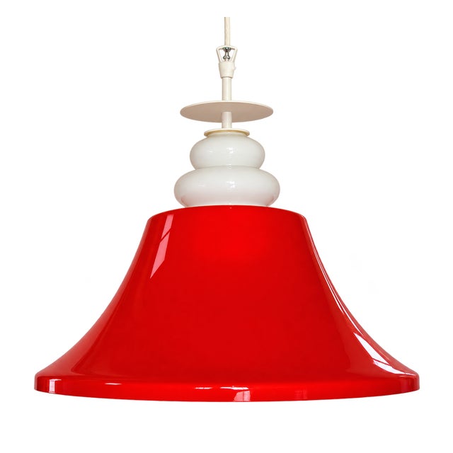 Space Age Pendant Light in Red Glass, 1970s For Sale - Image 11 of 11