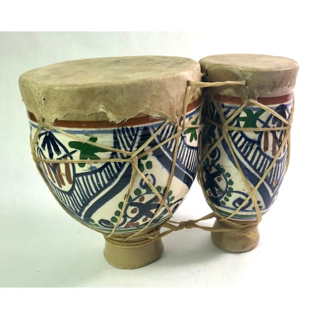 Moroccan Handmade Ceramic and Leather Darbuka Drum Set Chairish