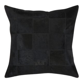 Pasargad Home Safari Checkered Black Cowhide Pillow For Sale