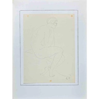 Georges-Henri Tribout, Nude Man, Original Pencil Drawing, 1950s For Sale