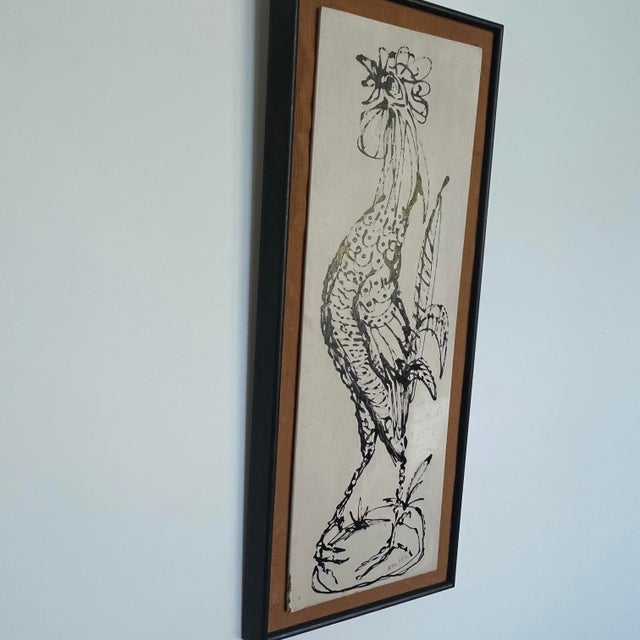 1960s 1960s Original Painting of a Rooster in the Style of Picasso Signed For Sale - Image 5 of 11