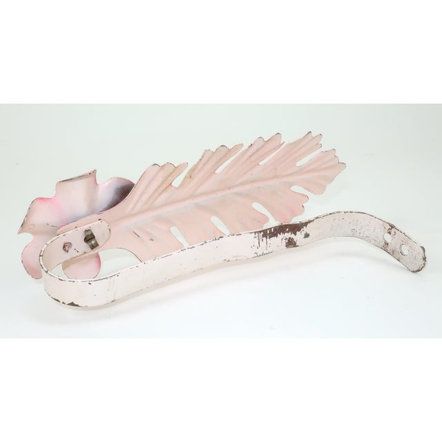 Hot Pink Floral Tole Painted Metal Curtain Tie Backs c.1930, 4 Pairs Total of 8 For Sale - Image 8 of 14