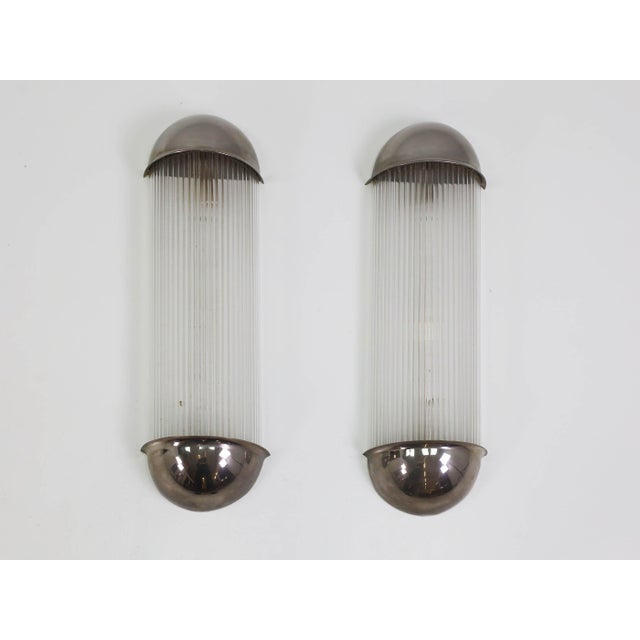 French Art Deco Wall Lights with Glass Rods attributed to Henri Petitot, France, 1920s, Set of 2 For Sale - Image 4 of 6
