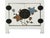 Off-white Chinese Off White Vinyl Moon Face Flower Graphic End Table Nightstand For Sale - Image 8 of 12