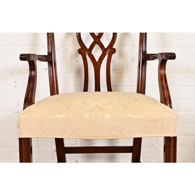 Brown Kindel Furniture Georgian Carved Mahogany Dining Chairs, Set of Eight For Sale - Image 8 of 14