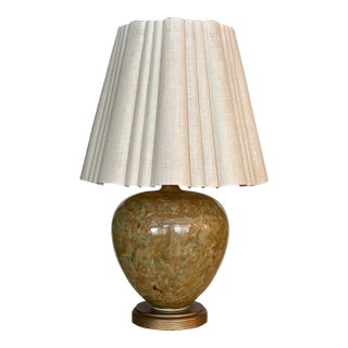 Studio Ceramic Table Lamp With Mottled Glaze For Sale