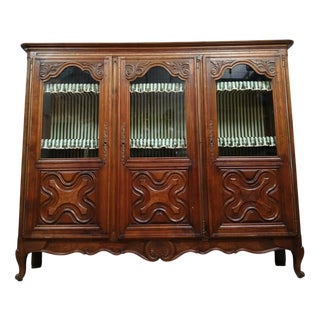 Antique Louis XV Style Bookcase in Walnut, 1850s For Sale