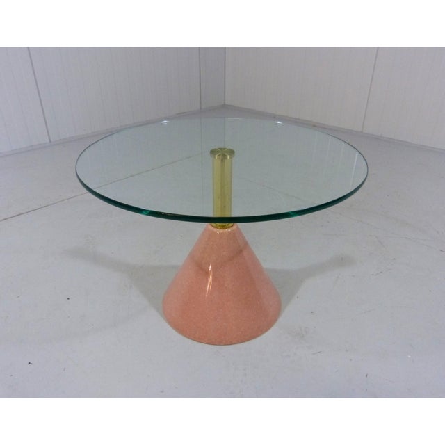 Pink Natural Stone & Glass Side Table, Italy, 1980s For Sale - Image 3 of 17